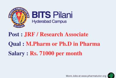 Opportunity for M.Pharm or Ph.D in Pharma to work on project sponsored by ICMR at BITS