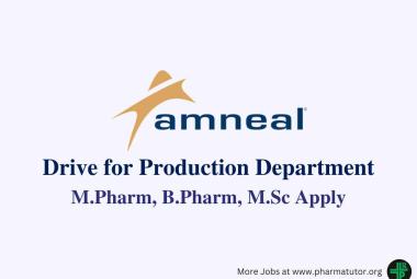 Walk-in Drive for Production Department at Amneal Pharma