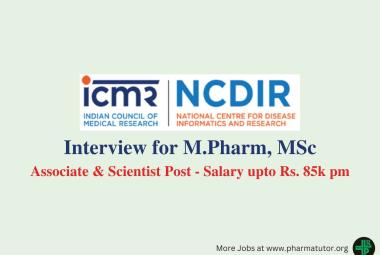 Walk in interview for M.Pharm, MSc at NCDIR