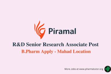 Work as R&D Senior Research Associate at Piramal Group