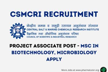 Applications are invited for the Post of Project Associate at CSMCRI