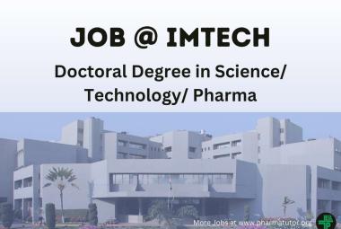 Doctoral Degree in Pharma Job at IMTech