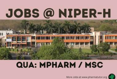 National Institute of Pharmaceutical Education & Research Hyderabad research opoortunity for MPharm or MSc candidates 