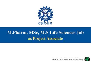 Job for M.Pharm, MSc, M.S Life Sciences as Project Associate at IIIM