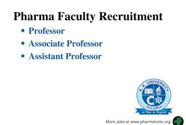 Job for Professor, Associate Professor, Assistant Professor at K. K. University