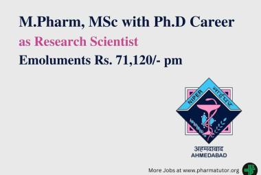 Opportunity for Ph.D, M.Pharm, MSc as Research Scientist at NIPER