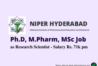 Job for M.Pharm, M.S Pharm, MSc as Research Scientist at NIPER