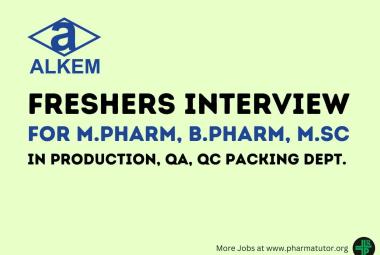 Walk in Drive for Freshers M.Pharm, M.Sc, B.Pharm in QC, QA, Production, Packing at Alkem Laboratories