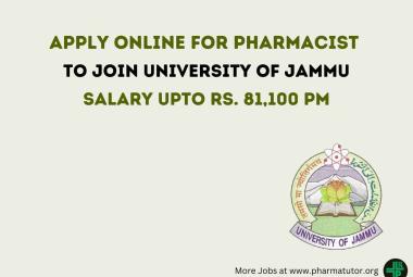Apply Online for Pharmacist in the University of Jammu