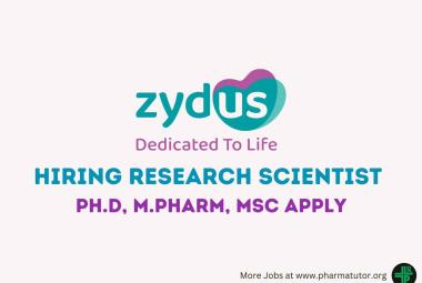 Hiring Research Scientist at Zydus Life Sciences