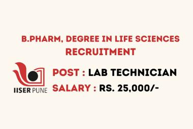 IISER B.Pharm, Degree in Life Sciences Recruitment