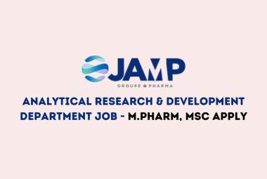 Interview for M.Pharm, MSc in Analytical Research & Development Department at JAMP Pharma