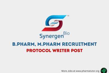 Opportunity for B.Pharm, M.Pharm as Protocol Writer at Synergen