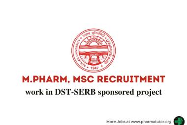 Opportunity for M.Pharm, MSc to work in DST-SERB sponsored project at Panjab University