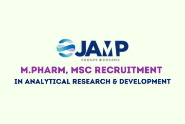 Vacancy for M.Pharm, MSc in Analytical Research & Development at Jamp Pharma