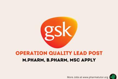 Work as Operation Quality Lead at GSK