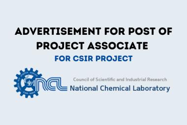 Advertisement for Post of Project Associate at National Chemical Laboratory