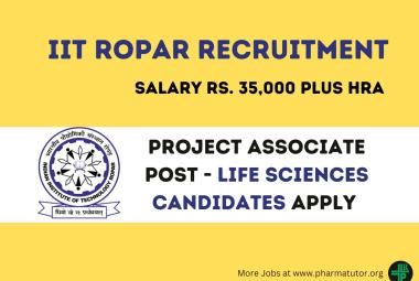 Applications are invited for post of Project Associate under the ICMR-funded project at IIT Ropar