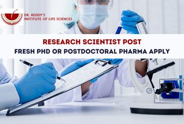 Applications are invited for post of Research Scientist at Dr. Reddy’s Institute of Life Sciences