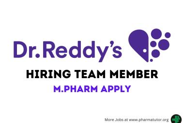 Dr. Reddy's Laboratories looking for Team Member