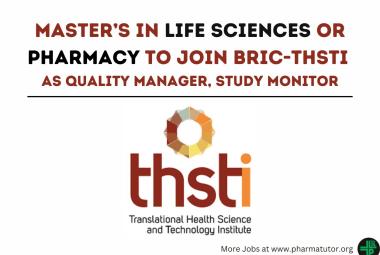 Opportunity for Master’s in Life Sciences or Pharmacy to Join BRIC-THSTI