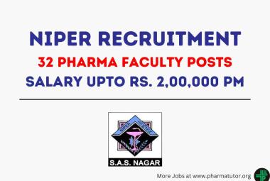 Recruitment for Pharma Faculty at National Institute of Pharmaceutical Education and Research