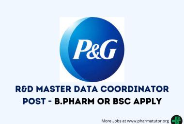 Require R&D Master Data coordinator at P&G