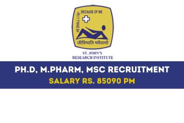 St. John's Research Institute Ph.D, M.Pharm, MSc Recruitment