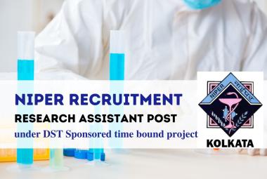 Applications are invited for post of Research Assistant at NIPER Kolkata