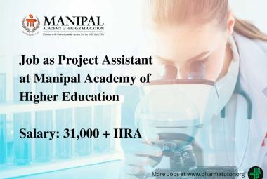 Job as Project Assistant at Manipal Academy of Higher Education