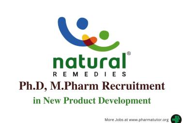 Job for Ph.D, M.Pharm in New Product Development at Natural Remedies