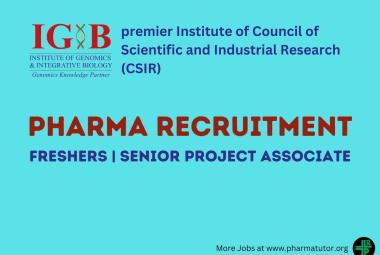 Pharma vacancy in Institute of Genomics & Integrative Biology