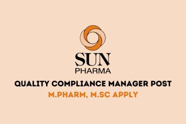 Require Quality Compliance Manager at Sun Pharma