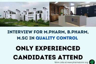 Walk in Drive for M.Pharm, B.Pharm, MSc as Quality Control Executive at Torrent Pharma