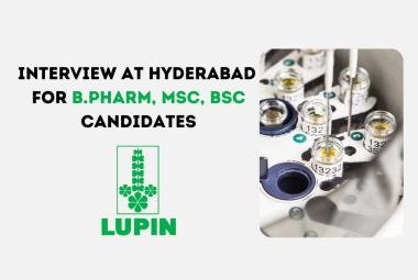 Walk in Interview at Hyderabad for B.Pharm, MSc, BSc Candidates at LUPIN Ltd
