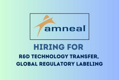 Amneal Pharmaceuticals Hiring for R&D Technology Transfer, Global Regulatory Labeling