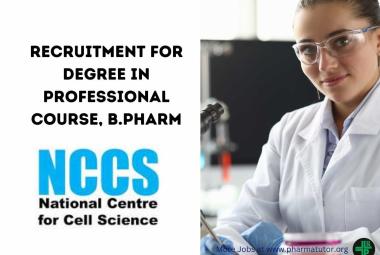 Career for Degree in Professional Course, B.Pharm as Project Staff at NCCS