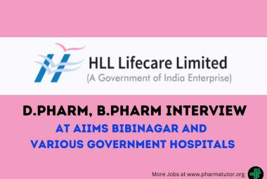 Interview for D.Pharm, B.Pharm in AMRIT Pharmacy outlets at AIIMS Bibinagar and various Government Hospitals