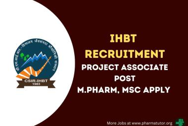 Job for M.Pharm, MSc as Project Associate at Institute of Himalayan Bioresource Technology