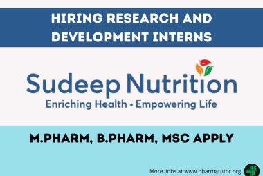 Sudeep Nutrition Hiring Research and Development Interns