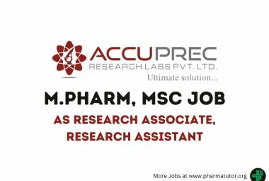 Job for M.Pharm, MSc as Research Associate, Research Assistant at Accuprec Research