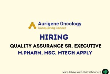 Job for M.Pharm, MSc, MTech in Quality Assurance at Aurigene