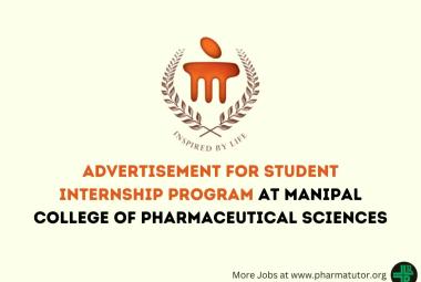 Advertisement for Student Internship Program at Manipal College of Pharmaceutical Sciences