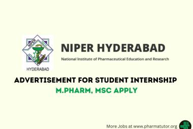 Applications are invited for a Student Internship at NIPER