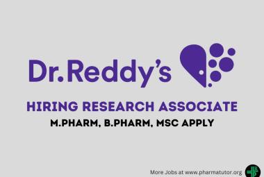 Hiring Research Associate at Dr. Reddy's Laboratories