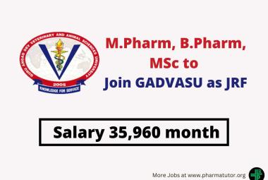Job for M.Pharm, B.Pharm, MSc as Junior Research Fellow at GADVASU