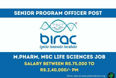 Job for M.Pharm, MSc Life Sciences as Senior Program officer at BIRAC