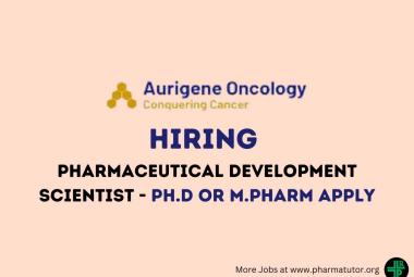 Require Pharmaceutical Development Scientist at Aurigene