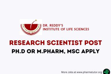 Application for Research Scientist Formulation R&D at DRILS