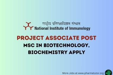 Applications are invited for the post of Project Associate at National Institute of Immunology